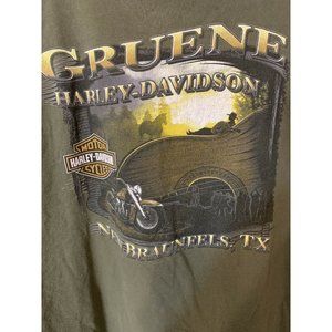 Vintage Gruene Harley Davidson New Braunfels‎ TX Mens T-Shirt XL 2008 Full Art